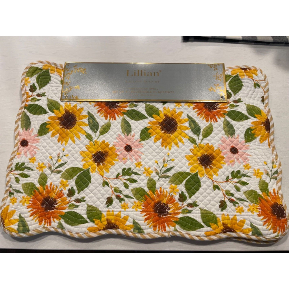 Lillian Autumn Set of 4 Reversible Quilted Placemats FALL FLORALS